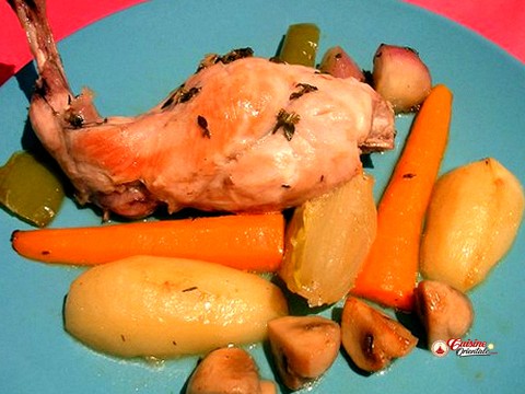 Cuisses de lapin mijotées aux légumes