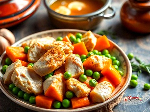 Tajine de poulet aux petits pois et haricots