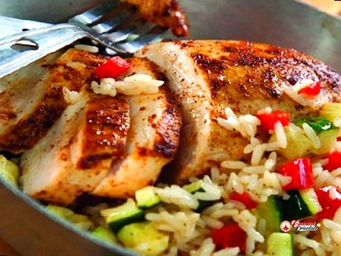 Riz et poulet au paprika